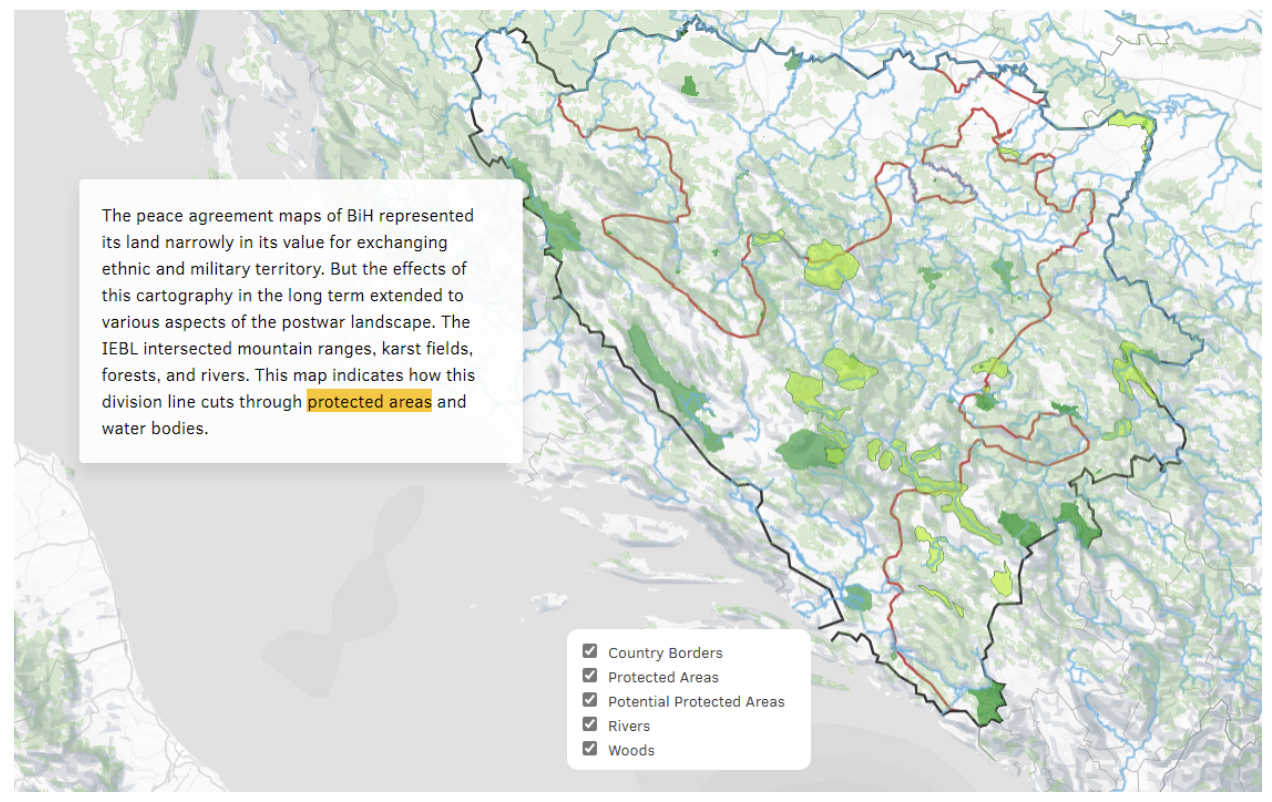 Screenshot of the MapBox view with indicated protected areas.