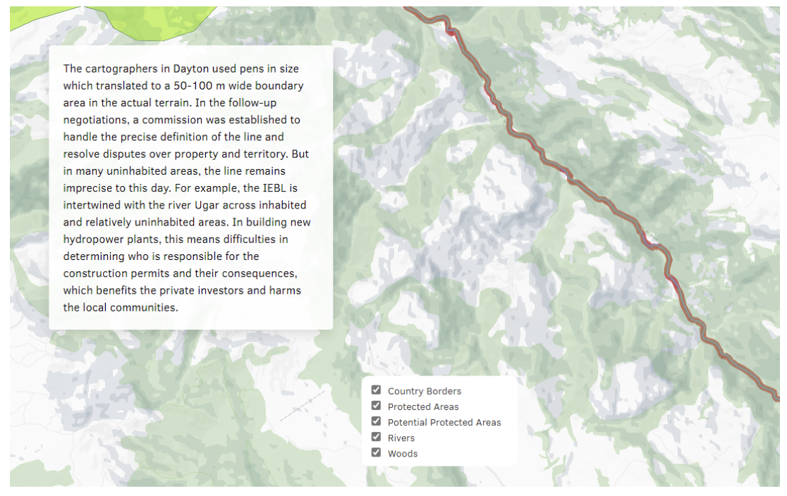 Screenshot of the MapBox view of the IEBL line.