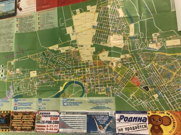 Map of Tiraspol in green-yellow color.