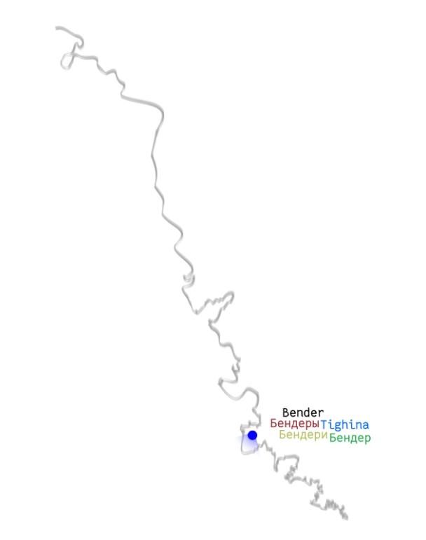 Point showing where Bender is in relation to the blurred line of the contested border.