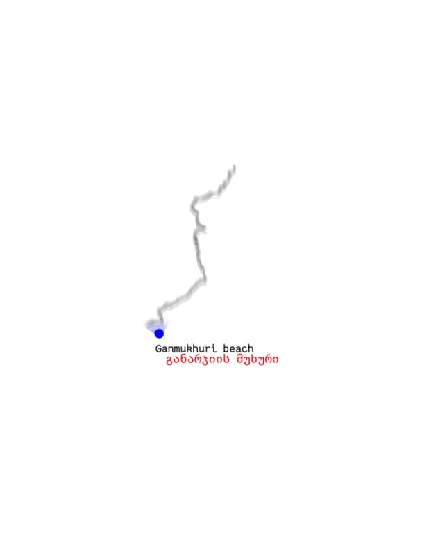 Point showing where Ganmukhuri beach is in relation to the blurred line of the contested border.