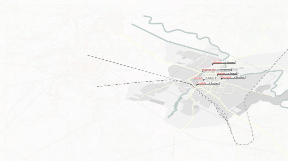 Isometric map showing the renaming of 6 streets.