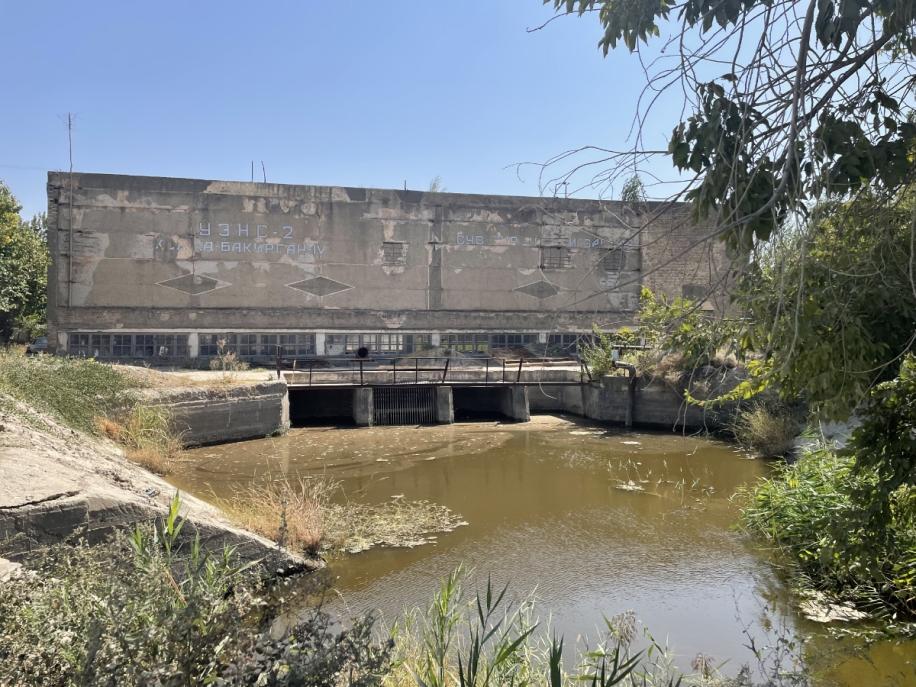 Water accummulation with a concrete building over it.